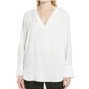 NWT Nordstrom Rib Trim Woven Top